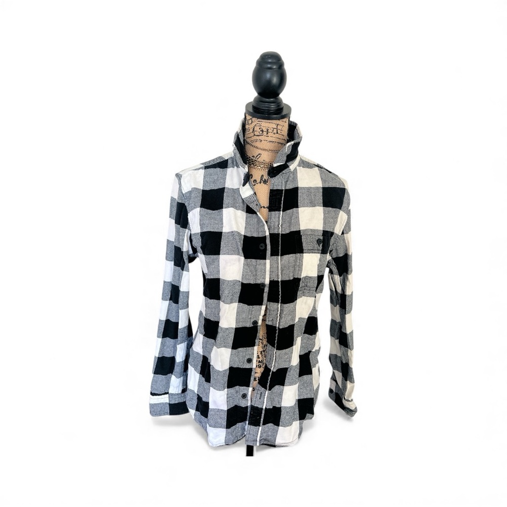 Black and White Checkered Button-Up Shirt